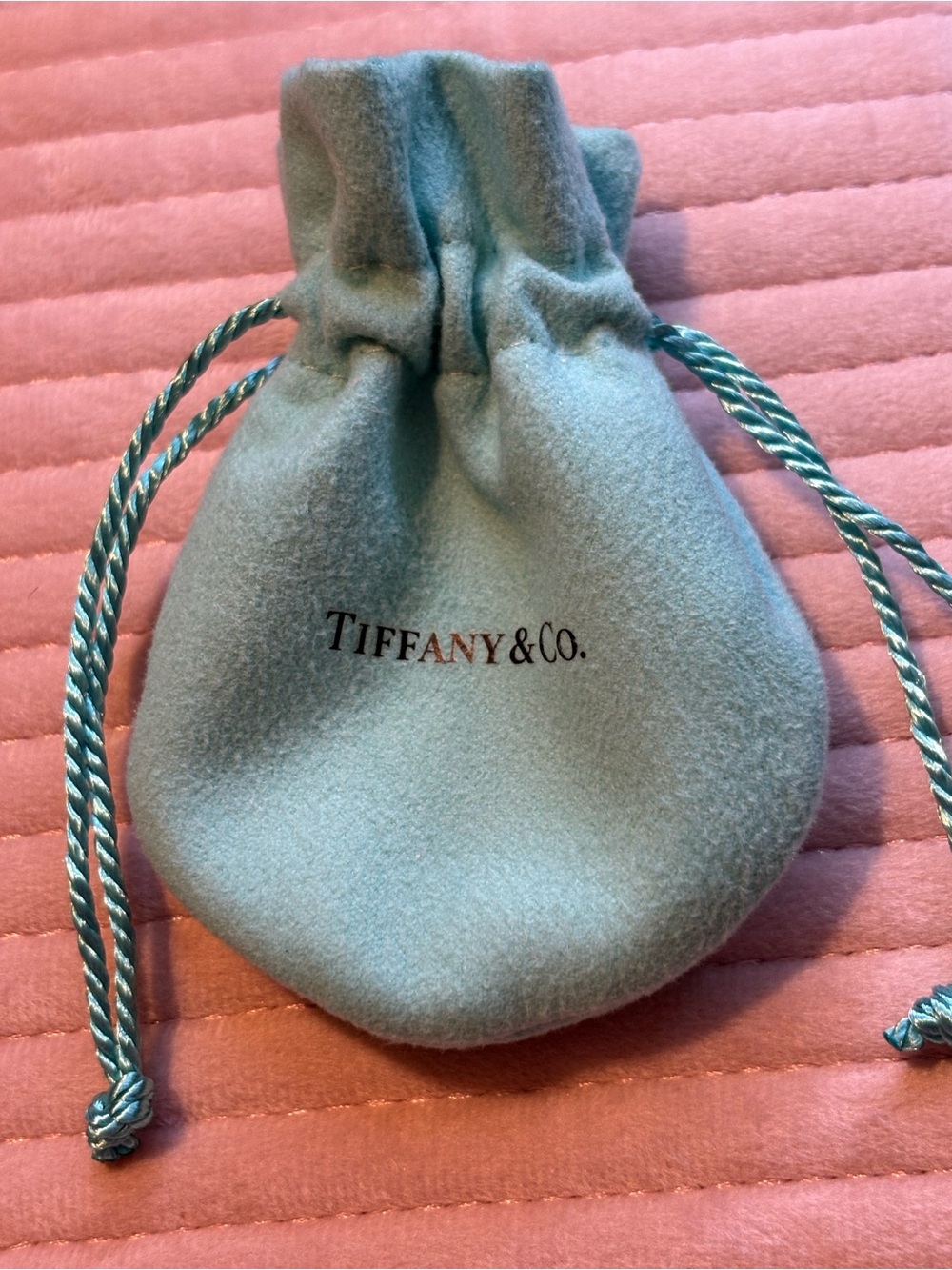 Tiffany & Co. Silver Double Heart Necklace with Pink Enamel Heart - Picture 3 of 4